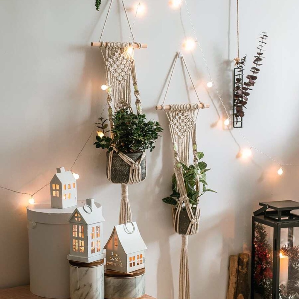 boho macrame wall tassel plant hangers - Picture 3 of 4